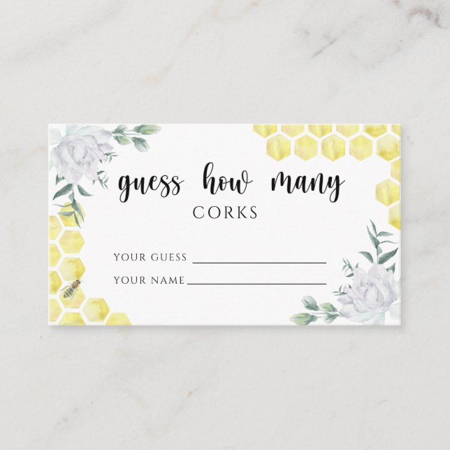 Carte D'accompagnement Devinez combien de bouchons jeu de mariage abeille (Devant)