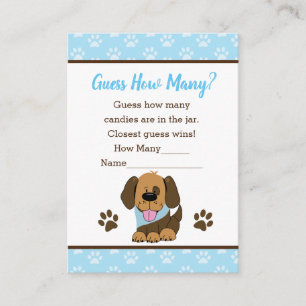 Carte D'accompagnement Devinez combien de Brown Chien Chien Baby shower J