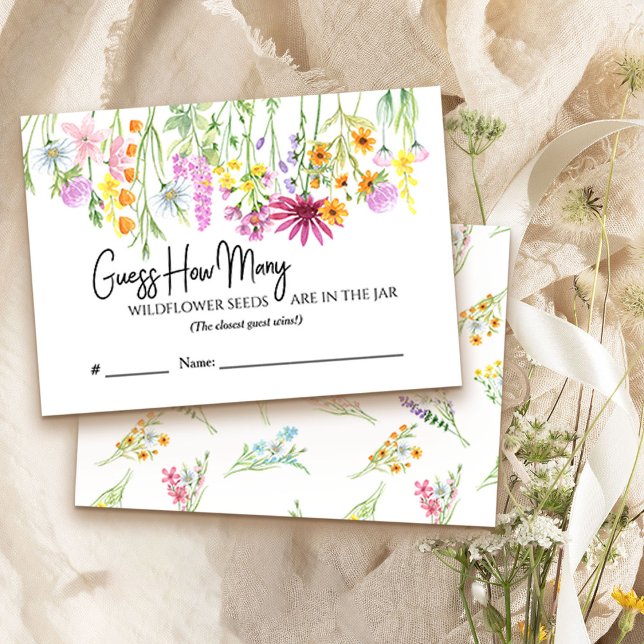 Carte D'accompagnement Devinez combien de Fleur sauvage Meadow Game Card (Guess How Many game card from my Wildflower Meadow collection)