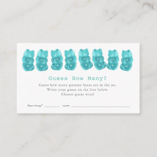 Carte D'accompagnement Devinez combien de Gummy Bears Baby shower Bleu je