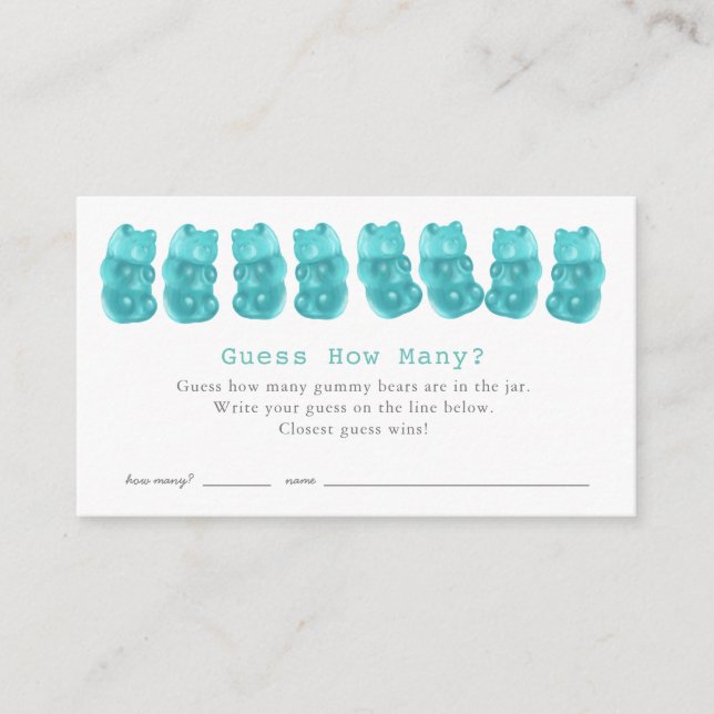 Carte D'accompagnement Devinez combien de Gummy Bears Baby shower Bleu je (Devant)