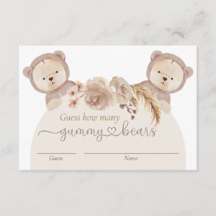 Carte D'accompagnement Devinez combien de Gummy Bears Jeu Twins Billet