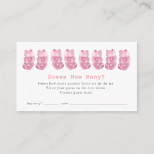 Carte D'accompagnement Devinez Combien De Gummy Bears Pink Baby shower Ga