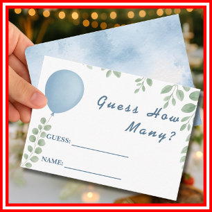 Carte D'accompagnement Devinez combien de jeu de Baby Shower Ballon Eucal