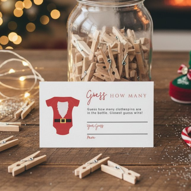 Carte D'accompagnement Devinez combien de jeu Père Noël Baby shower Noël (Créateur téléchargé)