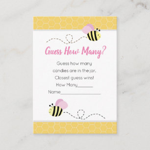 Carte D'accompagnement Devinez combien de rose Bumble Bee Baby shower jeu