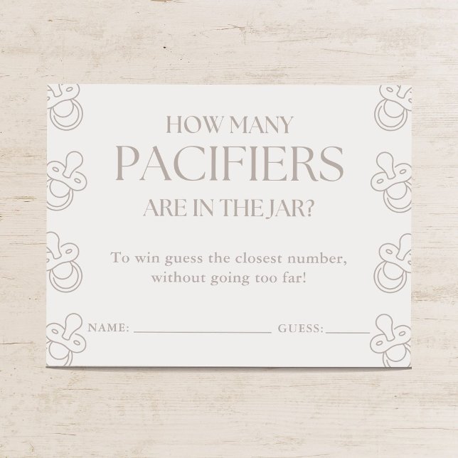 Carte D'accompagnement Devinez combien de tétines Jeu de baby shower mini (Créateur téléchargé)