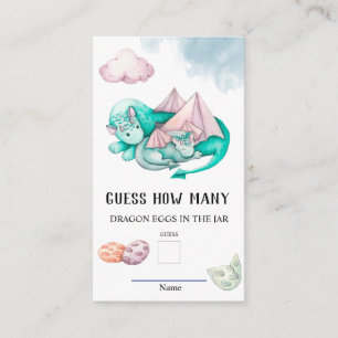 Carte D'accompagnement Devinez combien d'oeufs de Dragon Baby shower jeu