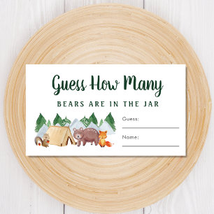 Carte D'accompagnement Devinez combien d'ours Woodland Baby shower jeu