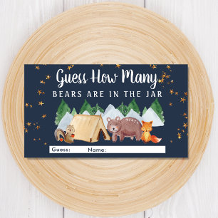 Carte D'accompagnement Devinez combien d'ours Woodland Baby shower jeu