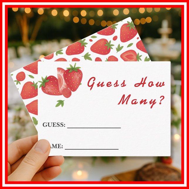 Carte D'accompagnement Devinez combien pour la Baby Shower aux Fraises Do (Créateur téléchargé)