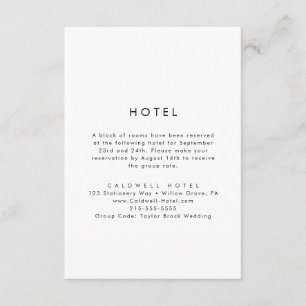 Carte d'accompagnement d'hôtel de typographie chic