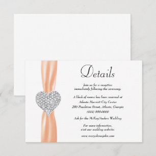 Carte D'accompagnement Diamond Heart Orange Ribbon Détails du Mariage
