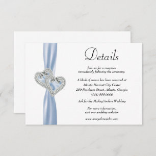 Carte D'accompagnement Diamond Hearts Blue Ribbon Détails du Mariage