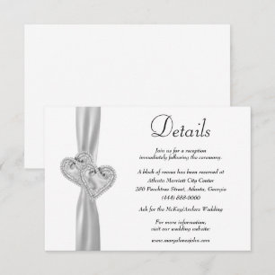 Carte D'accompagnement Diamond Hearts White Ribbon Détails du Mariage