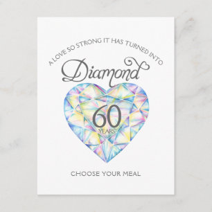Carte D'accompagnement Diamond Mariage Anniversaire choix de repas d'aqua