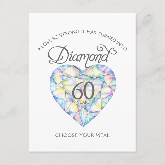 Carte D'accompagnement Diamond Mariage Anniversaire choix de repas d'aqua (Devant)