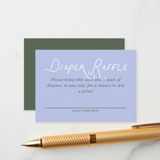 Carte D'accompagnement Diaper Raffle Baby Shower Ticket (Devant/Arrière en situation)