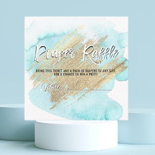 Carte D'accompagnement DIAPER RAFFLE Billet Blue Gold Baby shower