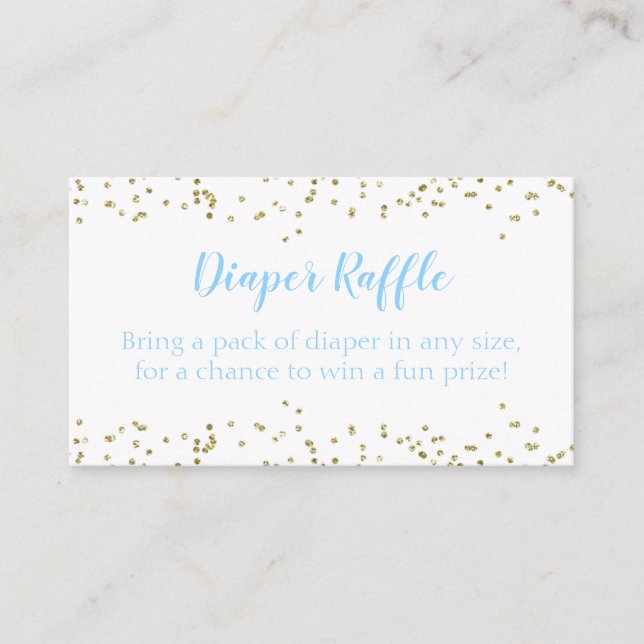 Carte D'accompagnement Diaper Raffle Blue & Gold Confetti Baby shower gar (Devant)