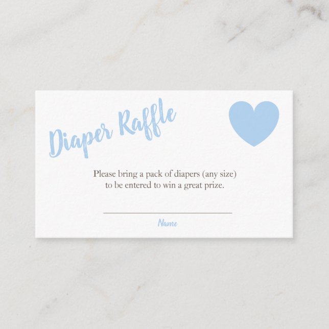 Carte D'accompagnement Diaper Raffle Blue Heart Baby shower garçon (Devant)