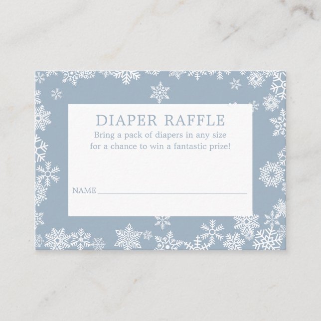 Carte D'accompagnement Diaper Raffle Boy Winter Baby Shower Dusty Blue (Devant)