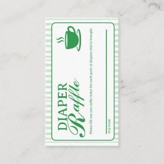 Carte D'accompagnement Diaper Raffle Cards - Vintage Green Coffee Shop
