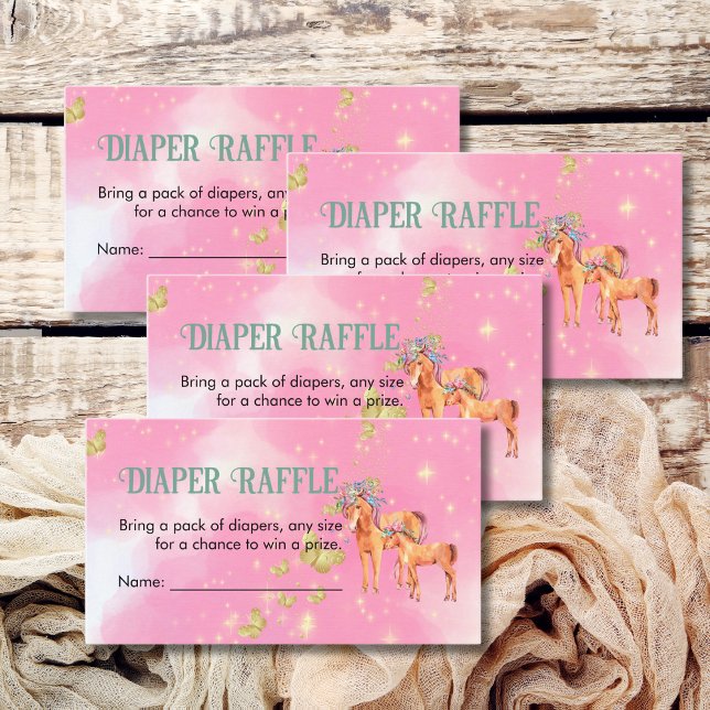 Carte D'accompagnement Diaper Raffle Jeu Unicornes Magiques Et Papillon (Créateur téléchargé)
