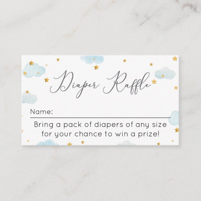 Carte D'accompagnement Diaper Raffle Moon & Stars watercolor baby shower (Devant)