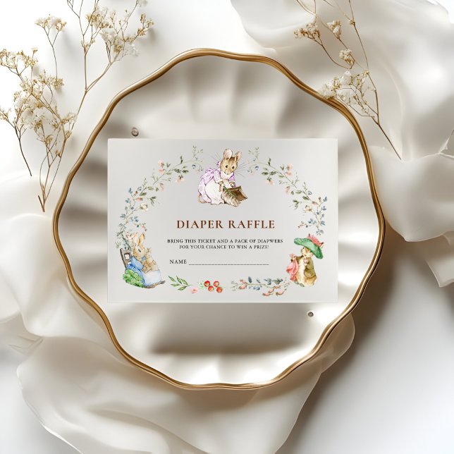 Carte D'accompagnement Diaper Raffle Peter Rabbit Baby Shower Ticket (Créateur téléchargé)