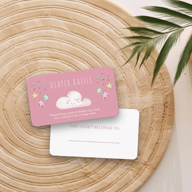 Carte D'accompagnement Diaper Raffle Poème Cloud Stars Girl Baby shower (Diaper Raffle insert card from my Twinkle Twinkle baby shower collection)