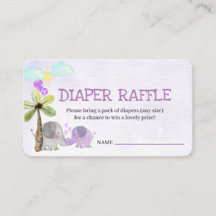 Carte D'accompagnement Diaper Raffle Poème Eléphant Maman et Baby shower