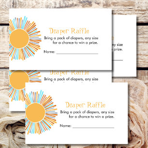 Carte D'accompagnement Diaper Raffle Retro Boho Sun Baby shower Jeu
