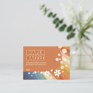 Carte D'accompagnement Diaper Raffle Retro Rainbow Hippie Daisy
