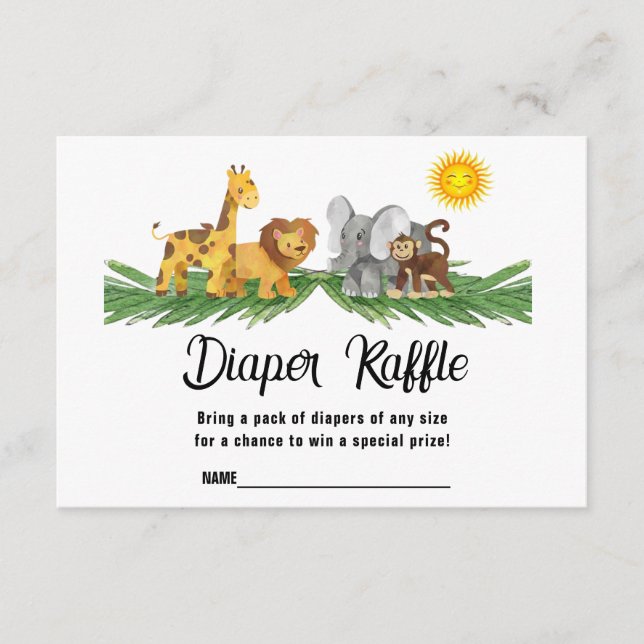 Carte D'accompagnement Diaper Raffle Safari Animals Baby Shower Card (Devant)