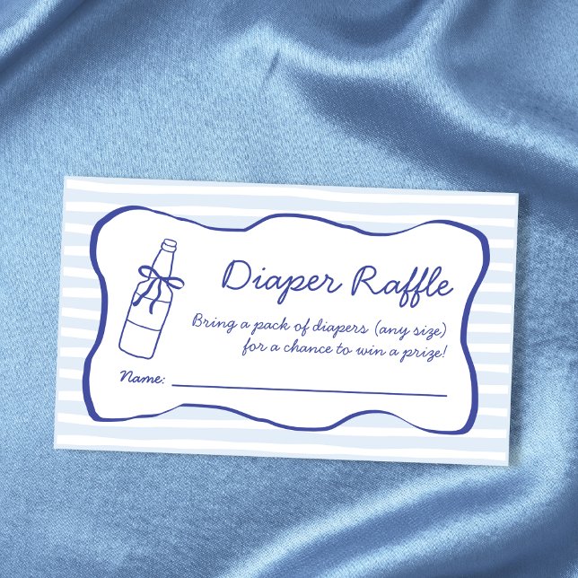 Carte D'accompagnement Diaper Raffle Soda Bottle Wavy Blue Baby Shower (Diaper Raffle Soda Bottle Wavy Blue Baby Shower Enclosure Card)