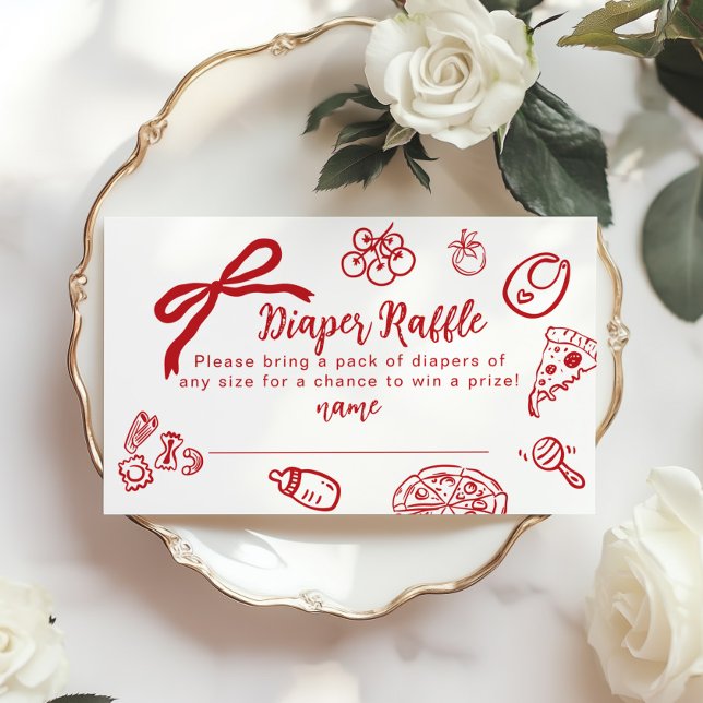 Carte D'accompagnement Diaper raffle Special Delivery Hand drawn Bow (Créateur téléchargé)