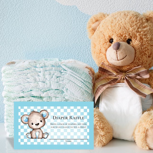 Carte D'accompagnement Diaper Raffle Teddy Bear Baby shower de pique-niqu (Créateur téléchargé)