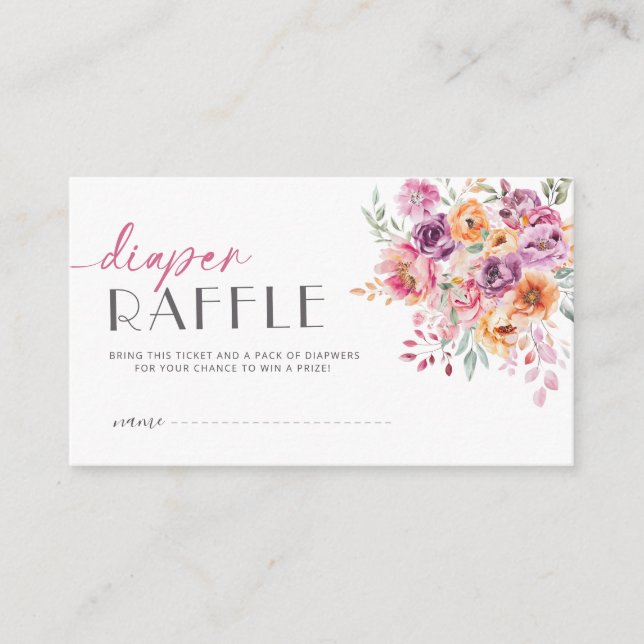 Carte D'accompagnement Diaper Raffle Ticket | Baby in Bloom Blush Pink (Devant)