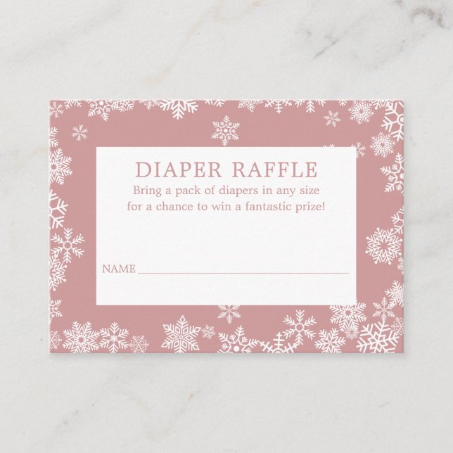 Carte D'accompagnement Diaper Raffle Winter Baby Shower Dusty Rose Pink  (Devant)