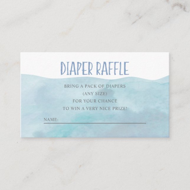 Carte D'accompagnement Diaper Rafflle | | Blue Watercolor (Devant)