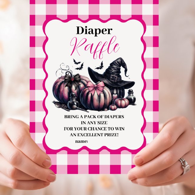 Carte D'accompagnement Diappeur Baby shower Halloween rose (Créateur téléchargé)