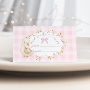 Carte D'accompagnement Dindon rose à carreaux Combien de bonbons