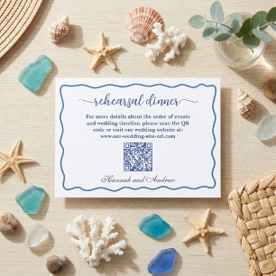 Carte D'accompagnement Dîner de répétition avec code QR Nautical Blue Fra
