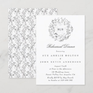 Carte D'accompagnement Dîner de répétition du Mariage de la couronne clas