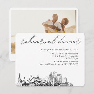 Carte D'accompagnement Dîner de répétition élégant Mariage Louisville