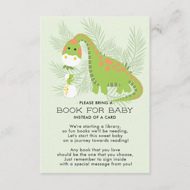 Carte D'accompagnement Dino Love Boys Baby shower Book for Baby Card (Devant)