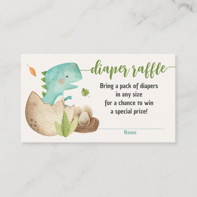 Carte D'accompagnement Dinosaur Déchets Raffle Billets TRex Baby shower (Devant)