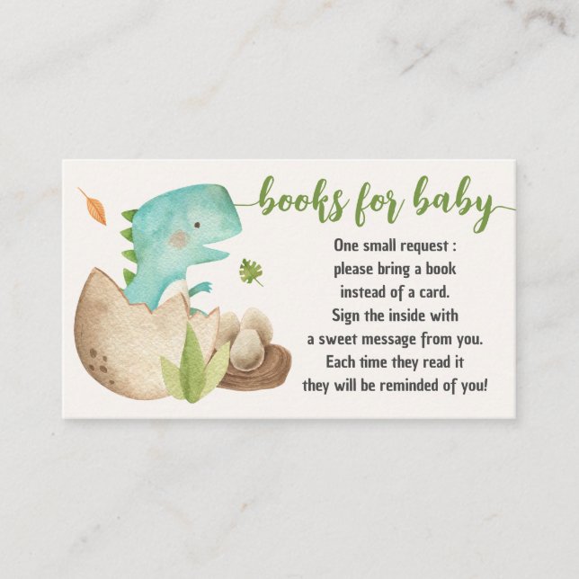 Carte D'accompagnement Dinosaur Livres pour Baby Request Baby shower mign (Devant)