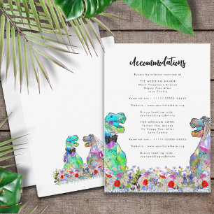 Carte D'accompagnement Dinosaur Mariage Colorful Floral Hébergements